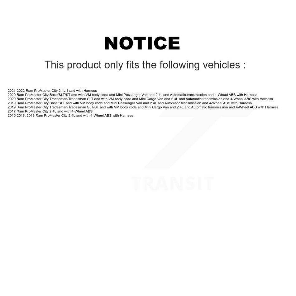 Rear Wheel Hub Bearing And ABS Sensor Kit For Ram ProMaster City K7S-101528