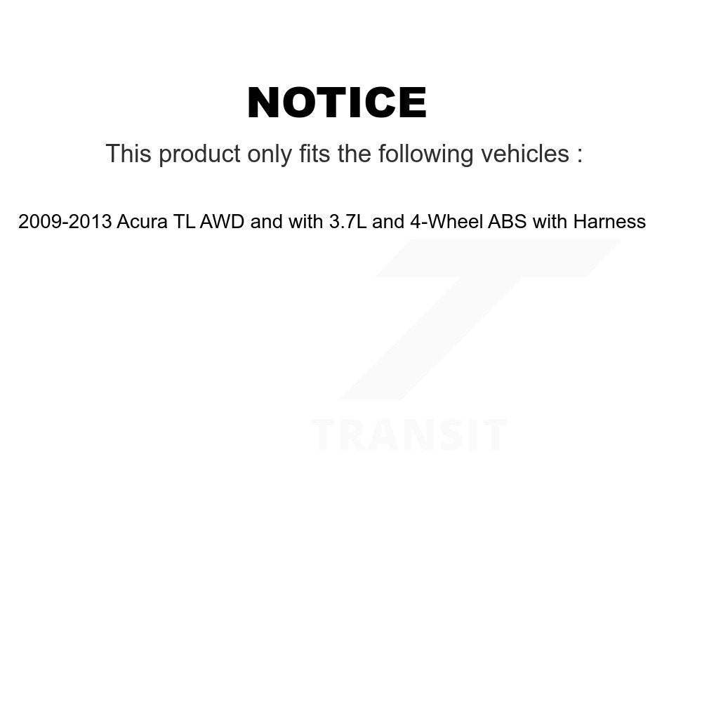 Rear Wheel Hub Bearing ABS Sensor Kit For Acura TL AWD with 3.7L 4-Wheel Harness K7S-101648