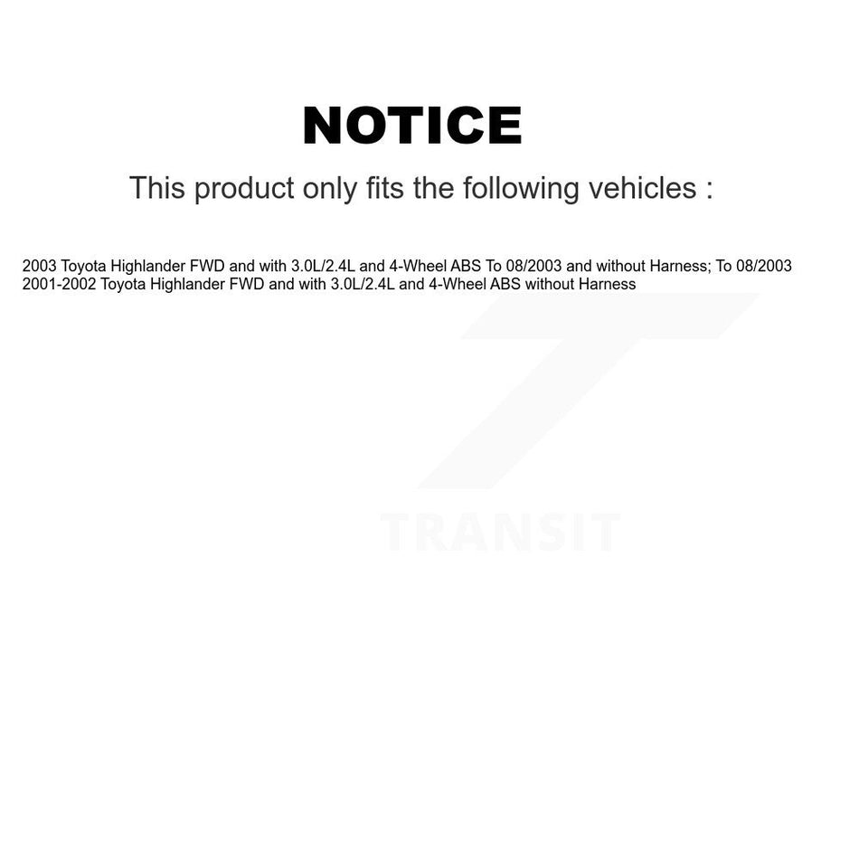 Rear Left Wheel Hub Bearing And Extra ABS Sensor Kit For Toyota Highlander K7S-101696