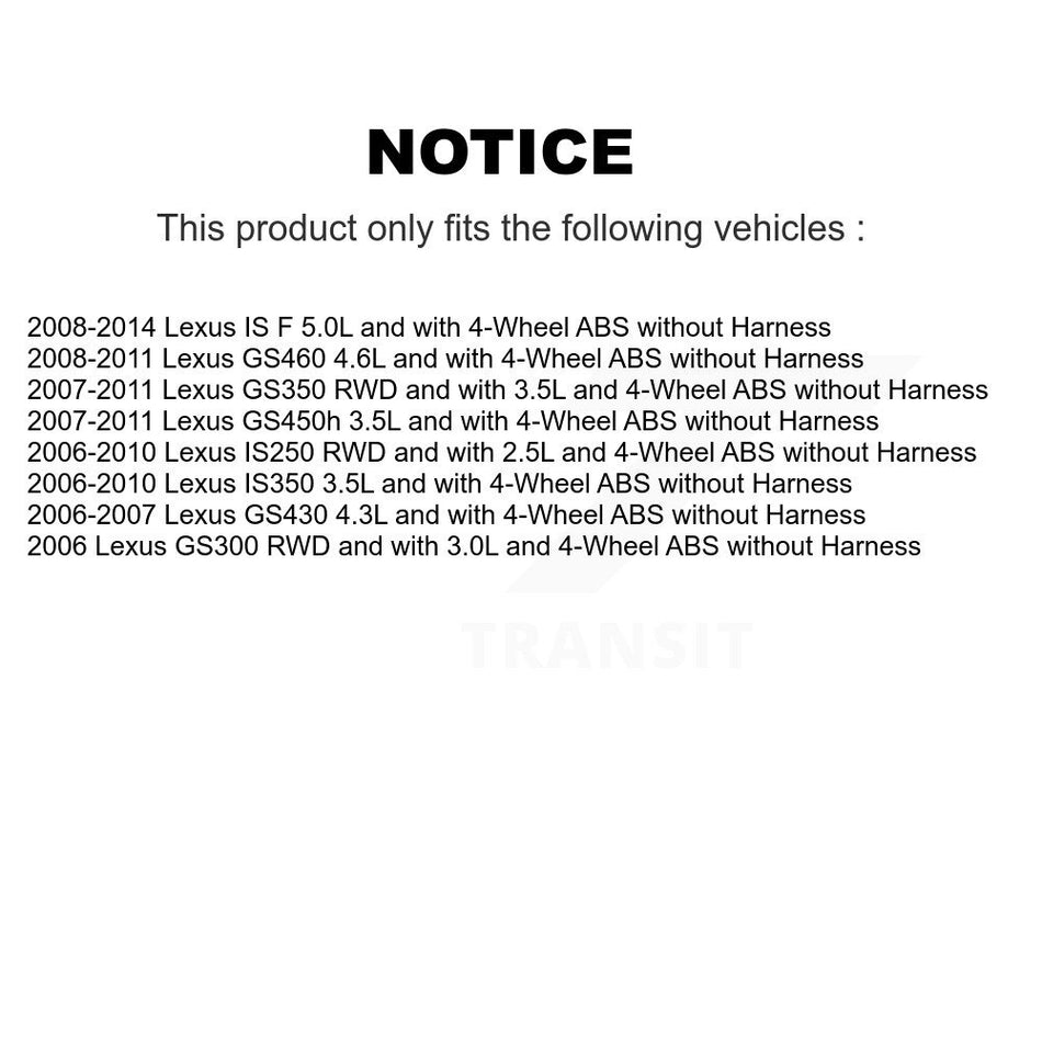 Front Right Wheel Hub Bearing Extra ABS Sensor Kit For Lexus IS250 IS350 GS350 GS300 IS F K7S-101706