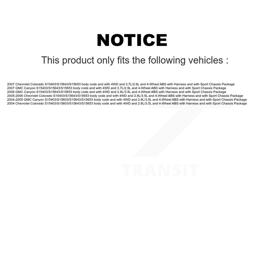 Front Right Wheel Hub Bearing And Extra ABS Sensor Kit For Chevrolet Colorado GMC Canyon K7S-101716