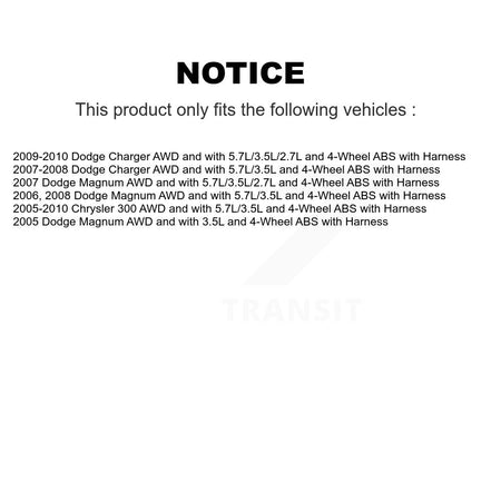 Front Wheel Hub Bearing ABS Sensor Kit For Chrysler 300 Dodge Charger Magnum with Harness K7S-101827
