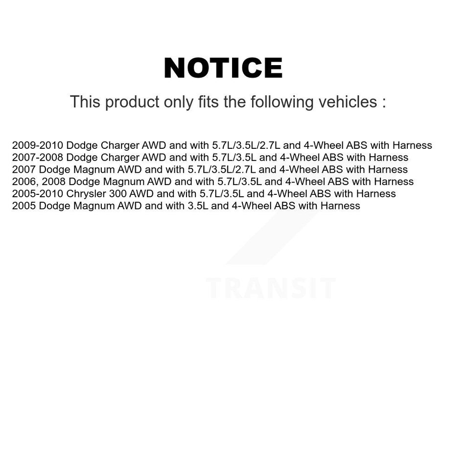 Front Wheel Hub Bearing ABS Sensor Kit For Chrysler 300 Dodge Charger Magnum with Harness K7S-101827