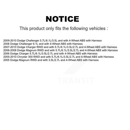 Front Wheel Hub Bearing & ABS Sensor Kit For Dodge Chrysler 300 Charger Challenger Magnum K7S-101828