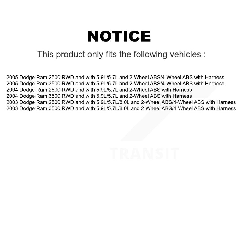 Front Wheel Hub Bearing And Extra ABS Sensor Kit For Dodge Ram 2500 3500 with Harness K7S-101898