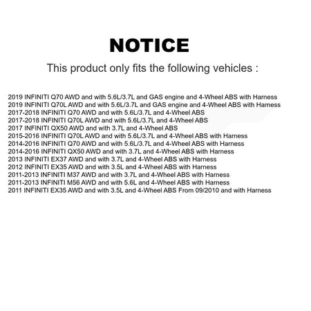 Front Wheel Hub Bearing And ABS Sensor Kit For INFINITI QX50 EX35 EX37 M37 Q70 Q70L M56 K7S-101982