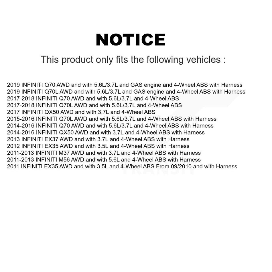 Front Wheel Hub Bearing And ABS Sensor Kit For INFINITI QX50 EX35 EX37 M37 Q70 Q70L M56 K7S-101982