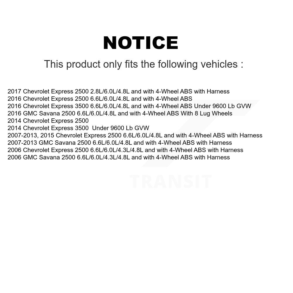 Front Wheel Hub Bearing & Extra ABS Sensor Kit For Chevrolet Express 2500 GMC Savana 3500 K7S-101985
