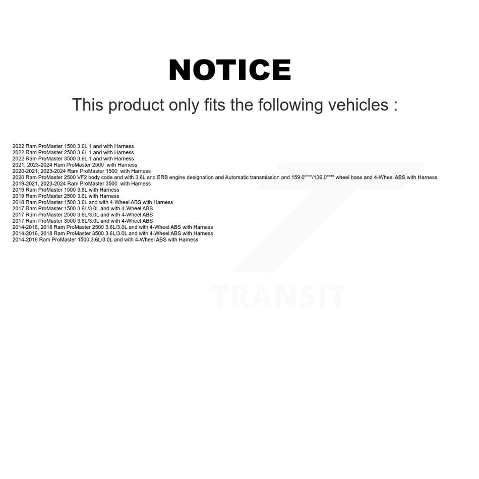 Front Wheel Bearing And ABS Sensor Kit For Ram ProMaster 2500 3500 1500 K7S-102024