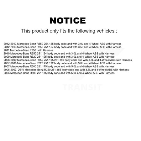 Front Wheel Bearing And ABS Sensor Kit For Mercedes-Benz R350 R320 R500 with Harness K7S-102057
