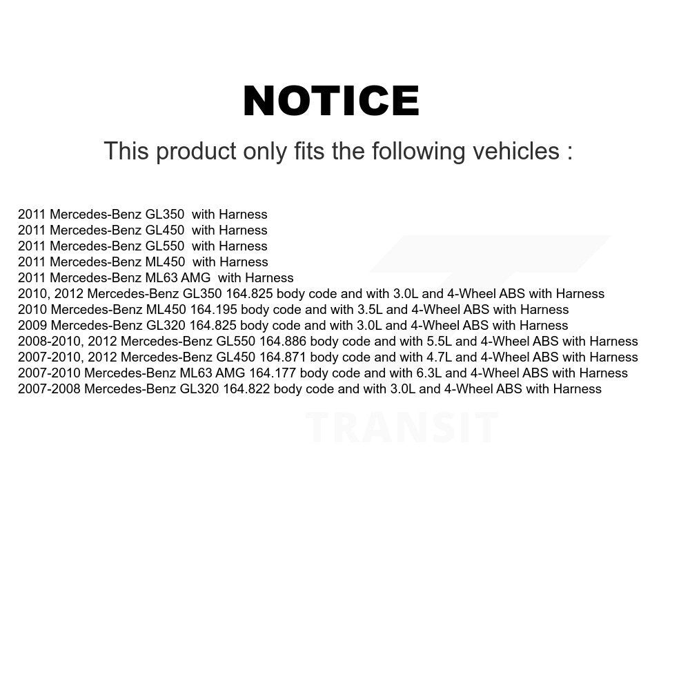 Front Wheel Bearing & Sensor Kit For Mercedes-Benz GL350 GL320 GL450 GL550 ML63 AMG ML450 K7S-102059