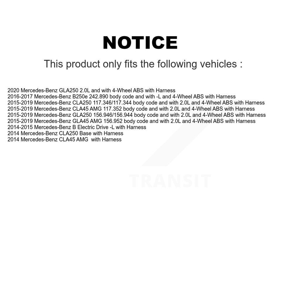 Front Wheel Bearing Sensor Kit For Mercedes-Benz GLA250 CLA250 CLA45 AMG GLA45 B Electric K7S-102079