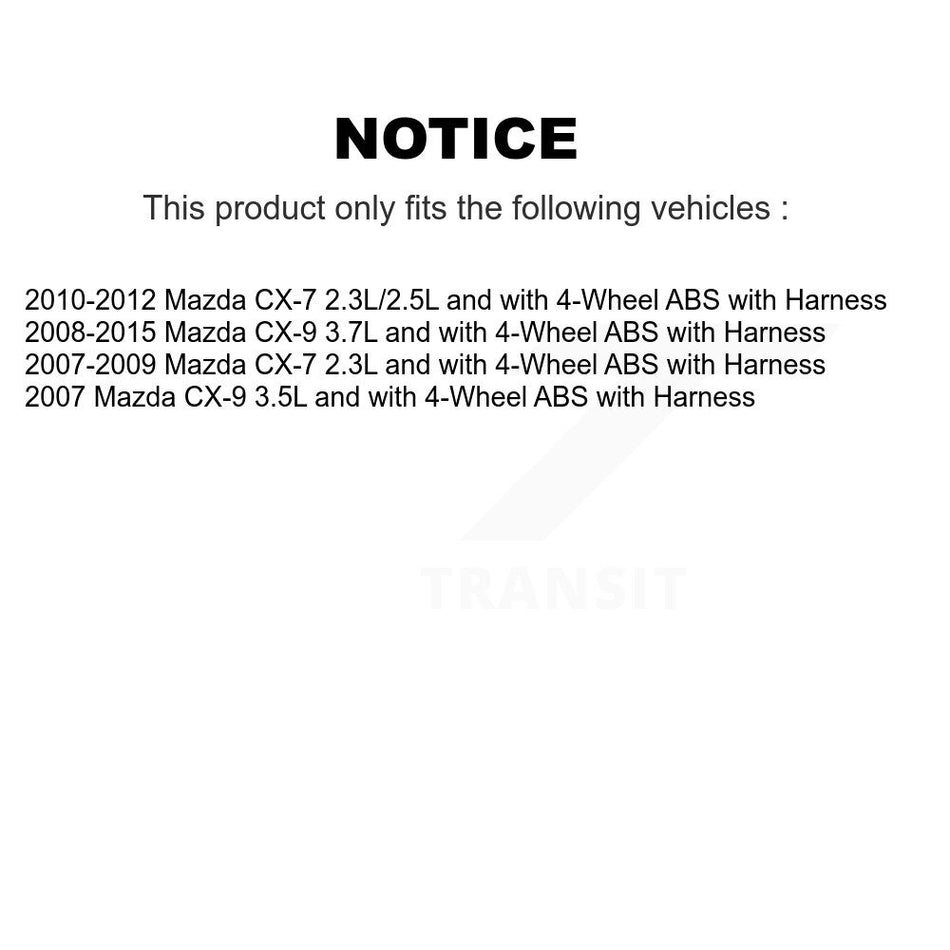 Front Wheel Bearing And ABS Sensor Kit For Mazda CX-7 CX-9 with Harness K7S-102104