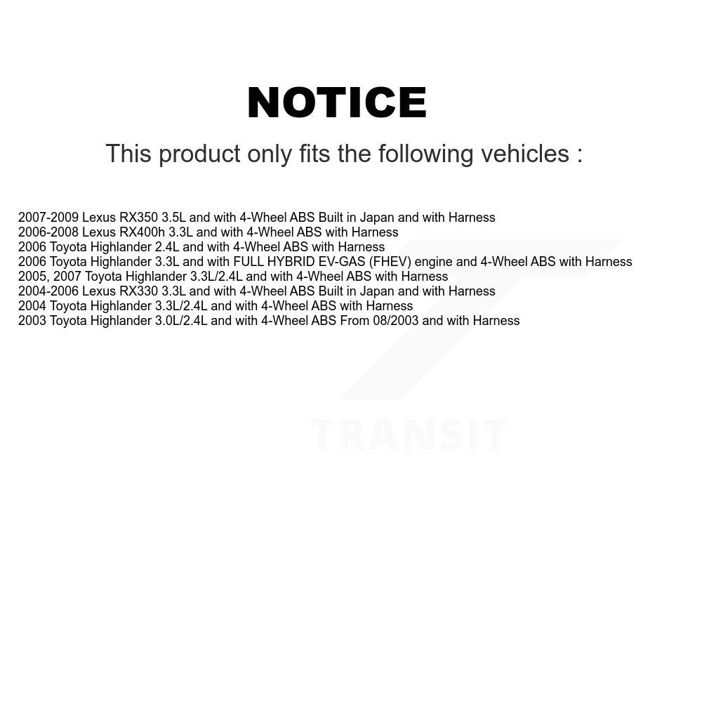 Front Wheel Bearing And ABS Sensor Kit For Lexus RX350 Toyota Highlander RX330 RX400h K7S-102114