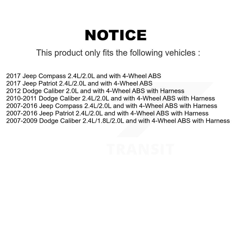Front Wheel Bearing And ABS Sensor Kit For Jeep Patriot Compass Dodge Caliber K7S-102189