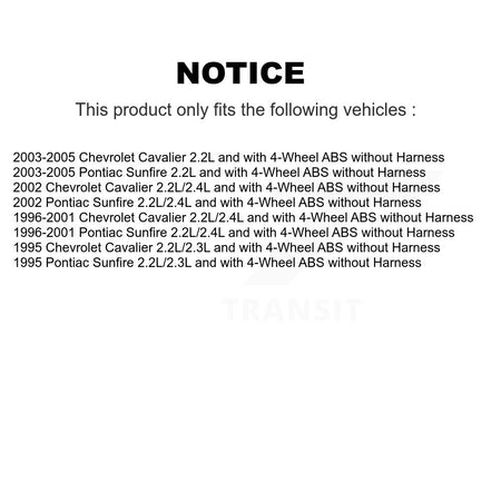 Front Wheel Hub Bearing Sensor Kit For Chevrolet Cavalier Pontiac Sunfire without Harness K7S-102263