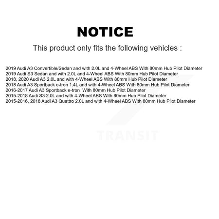 Front Wheel Hub Bearing And ABS Sensor Kit For Audi A3 Quattro S3 Sportback e-tron K7S-102265