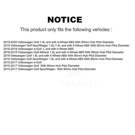 Front Wheel Hub Bearing And ABS Sensor Kit For Volkswagen Golf SportWagen Alltrack e-Golf K7S-102267
