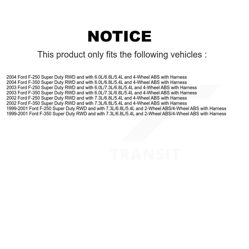 Front Wheel Hub Bearing Extra ABS Sensor Kit For Ford F-350 Super Duty F-250 with Harness K7S-102305