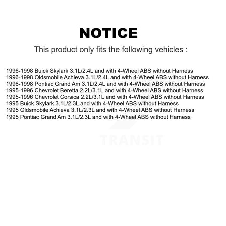 Front Wheel Hub Bearing ABS Sensor Kit For Pontiac Grand Am Chevrolet Oldsmobile Achieva K7S-102307