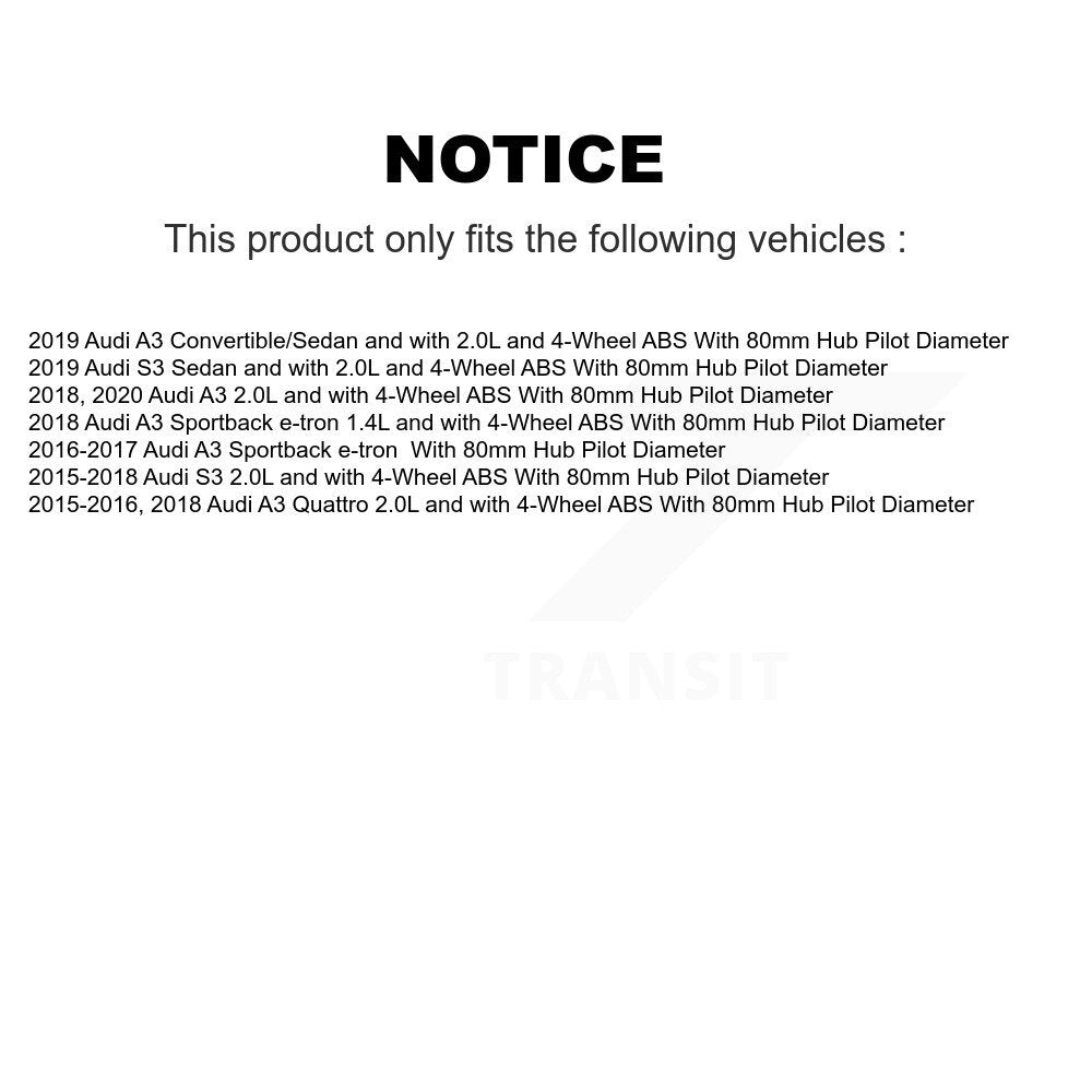 Front Wheel Hub Bearing And ABS Sensor Kit For Audi A3 Quattro S3 Sportback e-tron K7S-102317