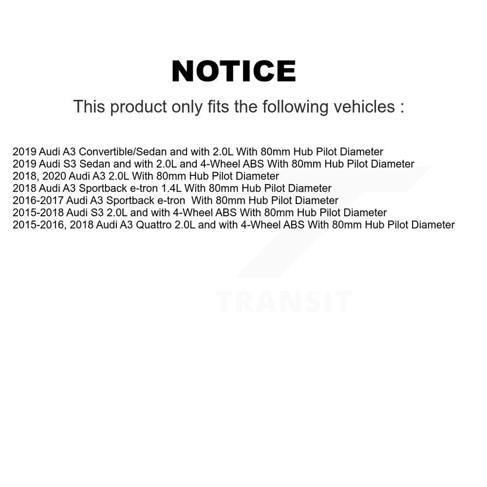 Front Wheel Hub Bearing And ABS Sensor Kit For Audi A3 Quattro S3 Sportback e-tron K7S-102317
