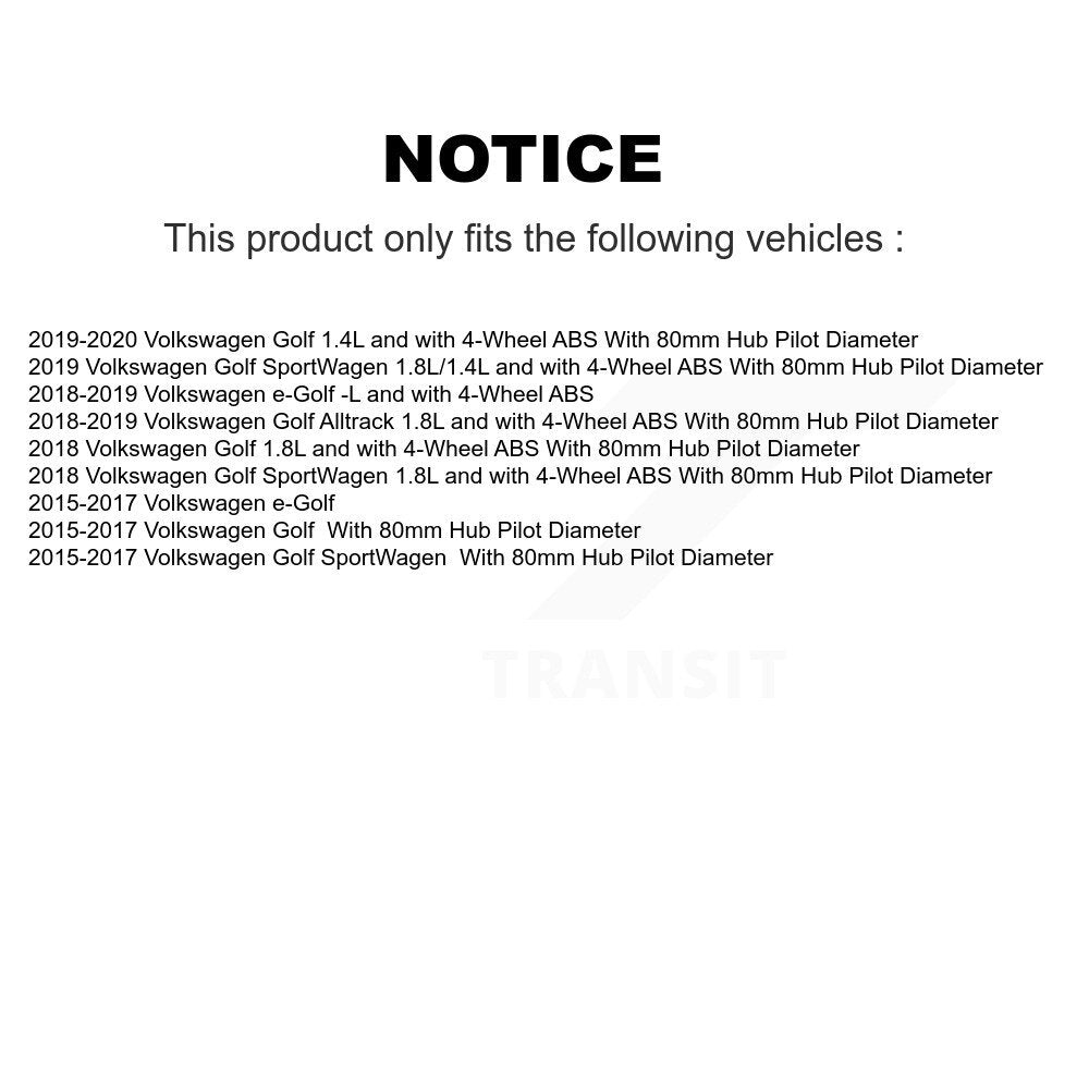 Front Wheel Hub Bearing And ABS Sensor Kit For Volkswagen Golf SportWagen Alltrack e-Golf K7S-102319