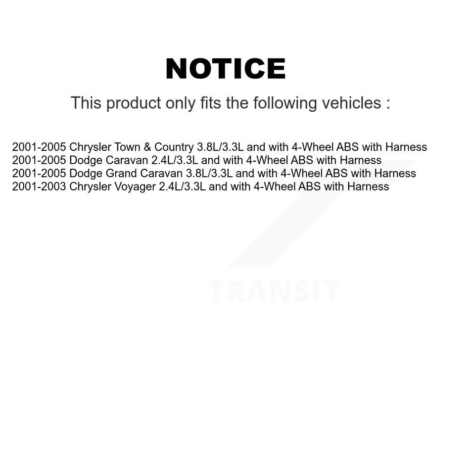 Front Wheel Hub Bearing & ABS Sensor Kit For Dodge Caravan Grand Chrysler Town Country K7S-102367