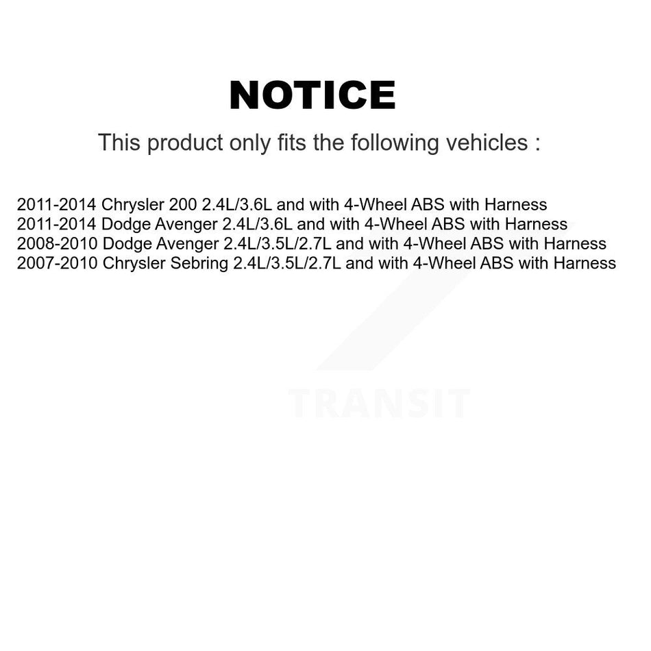 Front Wheel Hub Bearing & Sensor Kit For Chrysler 200 Dodge Avenger Sebring with Harness K7S-102377