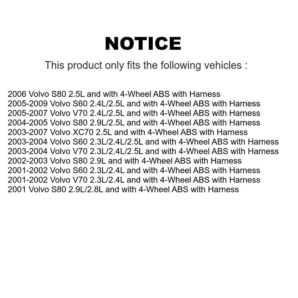 Front Wheel Hub Bearing And ABS Sensor Kit For Volvo S60 XC70 V70 S80 with Harness K7S-102391