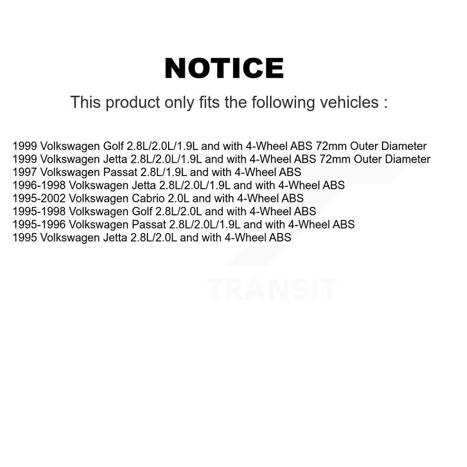 Front Wheel Bearing And ABS Sensor Kit For Volkswagen Cabrio Jetta Golf Passat K7S-102456