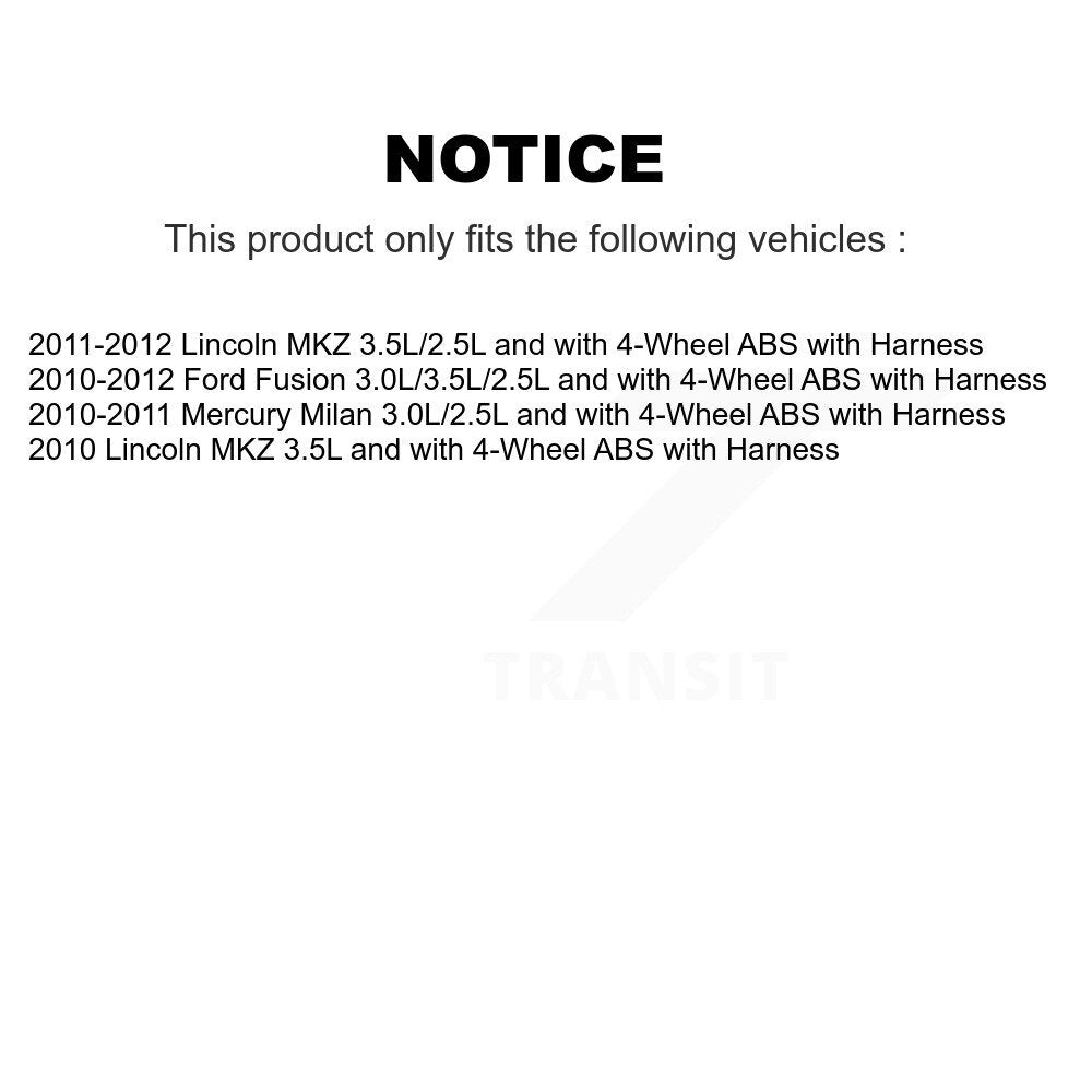 Front Wheel Bearing ABS Sensor Kit For Ford Fusion Lincoln MKZ Mercury Milan with Harness K7S-102481
