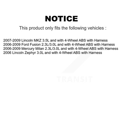 Front Wheel Bearing And ABS Sensor Kit For Ford Fusion Lincoln MKZ Zephyr Mercury Milan K7S-102537