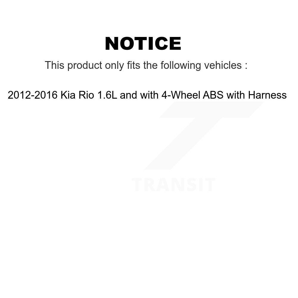 Front Wheel Bearing & Sensor Kit For 2012-2016 Kia Rio 1.6L with 4-Wheel ABS Harness K7S-102646
