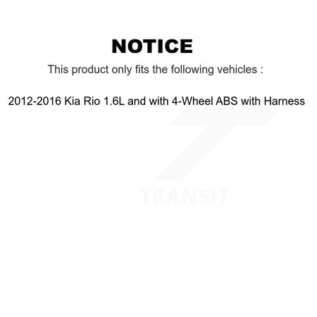 Front Wheel Bearing & Sensor Kit For 2012-2016 Kia Rio 1.6L with 4-Wheel ABS Harness K7S-102646