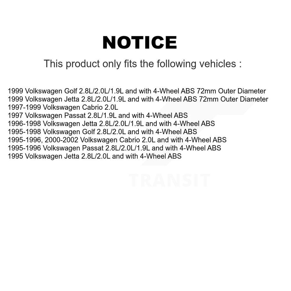 Front Wheel Bearing And ABS Sensor Kit For Volkswagen Cabrio Jetta Golf Passat K7S-102655