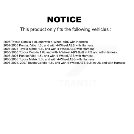 Front Wheel Bearing And ABS Sensor Kit For Toyota Corolla Matrix Pontiac Vibe K7S-102692