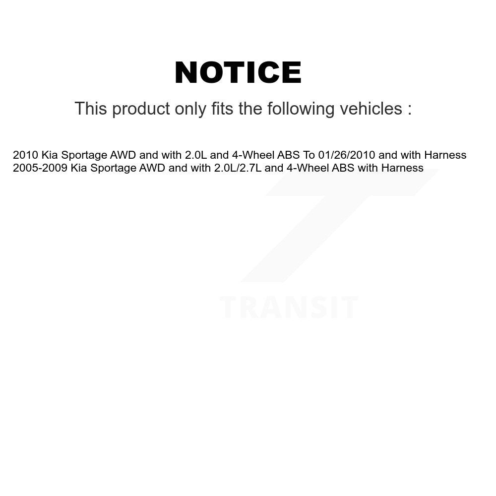 Front Rear Wheel Bearing And ABS Sensor Kit (8Pc) For Kia Sportage K7S-102782