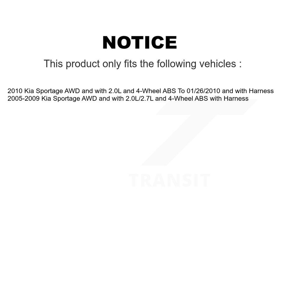 Front Rear Wheel Bearing And ABS Sensor Kit (8Pc) For Kia Sportage K7S-102782