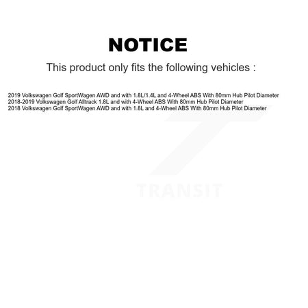 Front Rear Wheel Hub Bearing ABS Sensor Kit (8Pc) For Volkswagen Golf SportWagen Alltrack K7S-102805