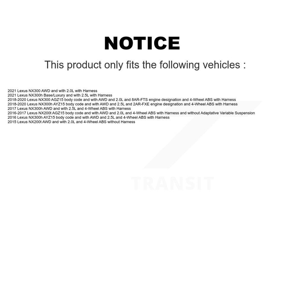 Front Rear Wheel Hub Bearing And ABS Sensor Kit (8Pc) For Lexus NX300 NX200t NX300h K7S-102818