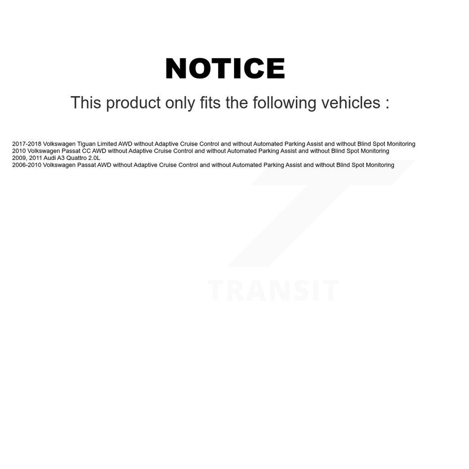 Front Rear Wheel Hub Bearing & Sensor Kit (8Pc) For Volkswagen Passat Audi A3 Quattro CC K7S-102857