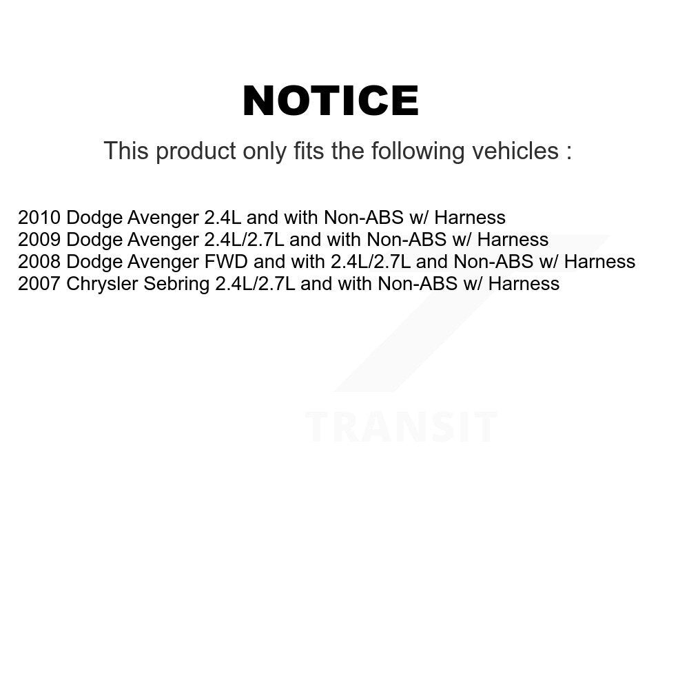 Front Rear Wheel Hub Bearing ABS Sensor Kit (8Pc) For 2009 Chrysler Sebring with Harness K7S-102866