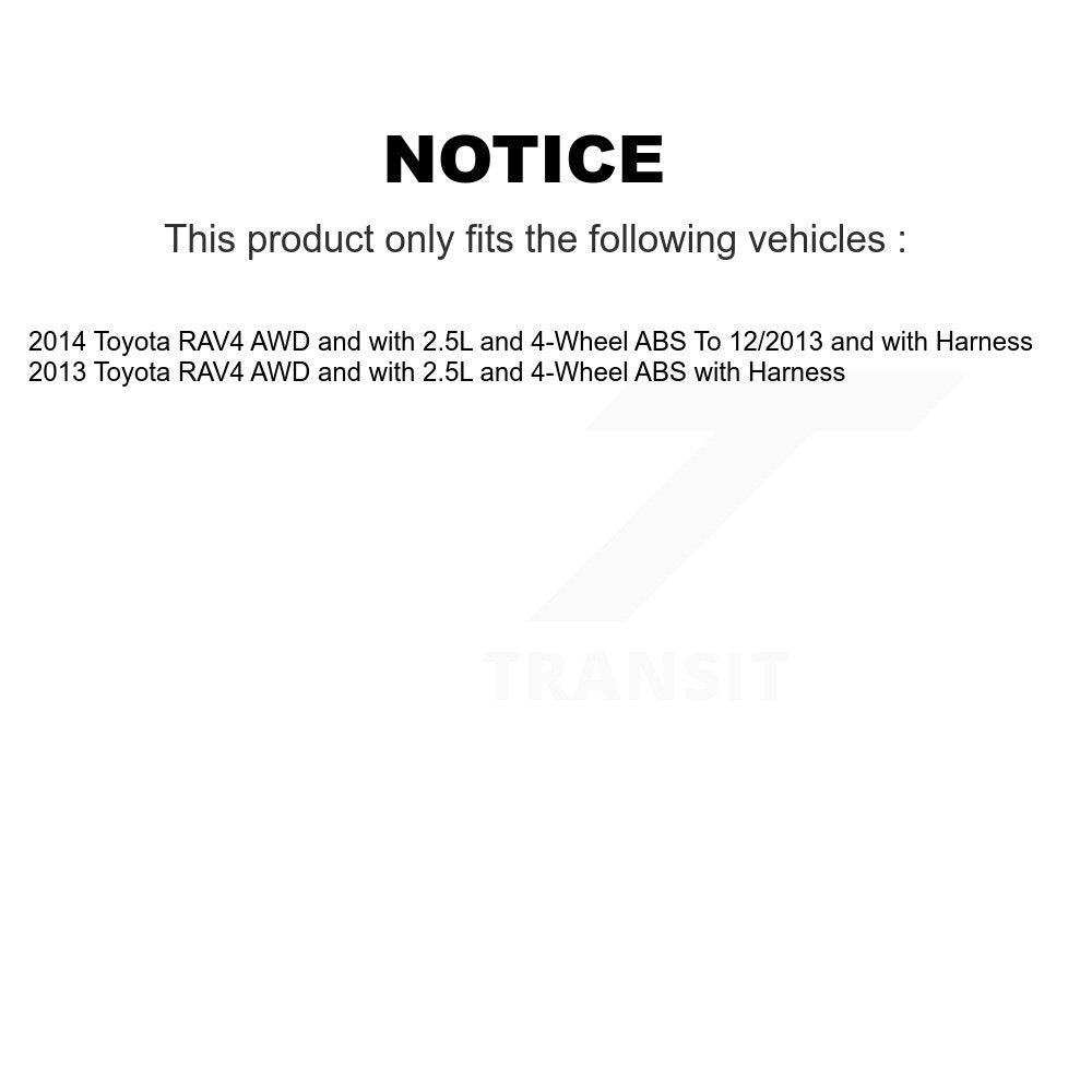 Front Rear Wheel Hub Bearing & Sensor Kit (8Pc) For Toyota RAV4 AWD with 2.5L 4-Wheel ABS K7S-102886