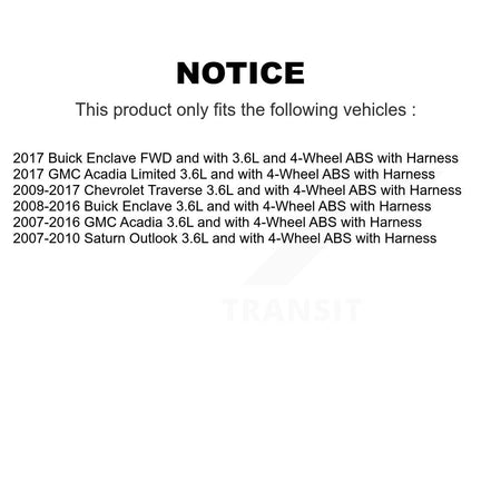 Front Rear Wheel Hub Bearing & Sensor Kit For GMC Acadia Buick Enclave Chevrolet Traverse K7S-102976