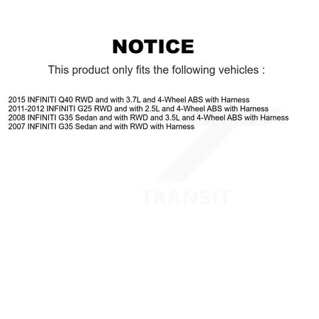 Front Rear Wheel Hub Bearing And ABS Sensor Kit For INFINITI G35 G25 Q40 with Harness K7S-102987