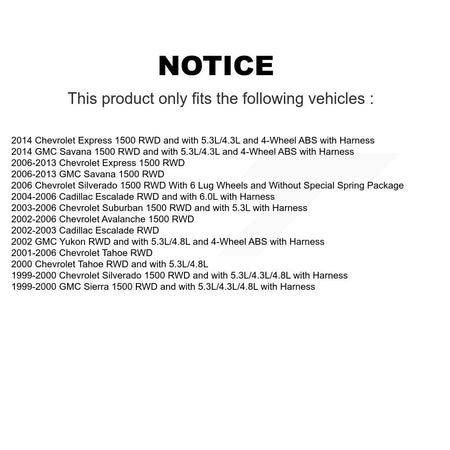 Front Wheel Hub Bearing Extra Sensor Kit For Chevrolet Silverado 1500 GMC Avalanche Tahoe K7S-103034