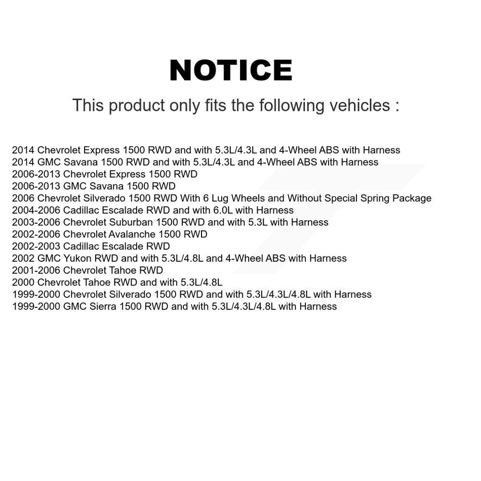 Front Wheel Hub Bearing Extra Sensor Kit For Chevrolet Silverado 1500 GMC Avalanche Tahoe K7S-103034