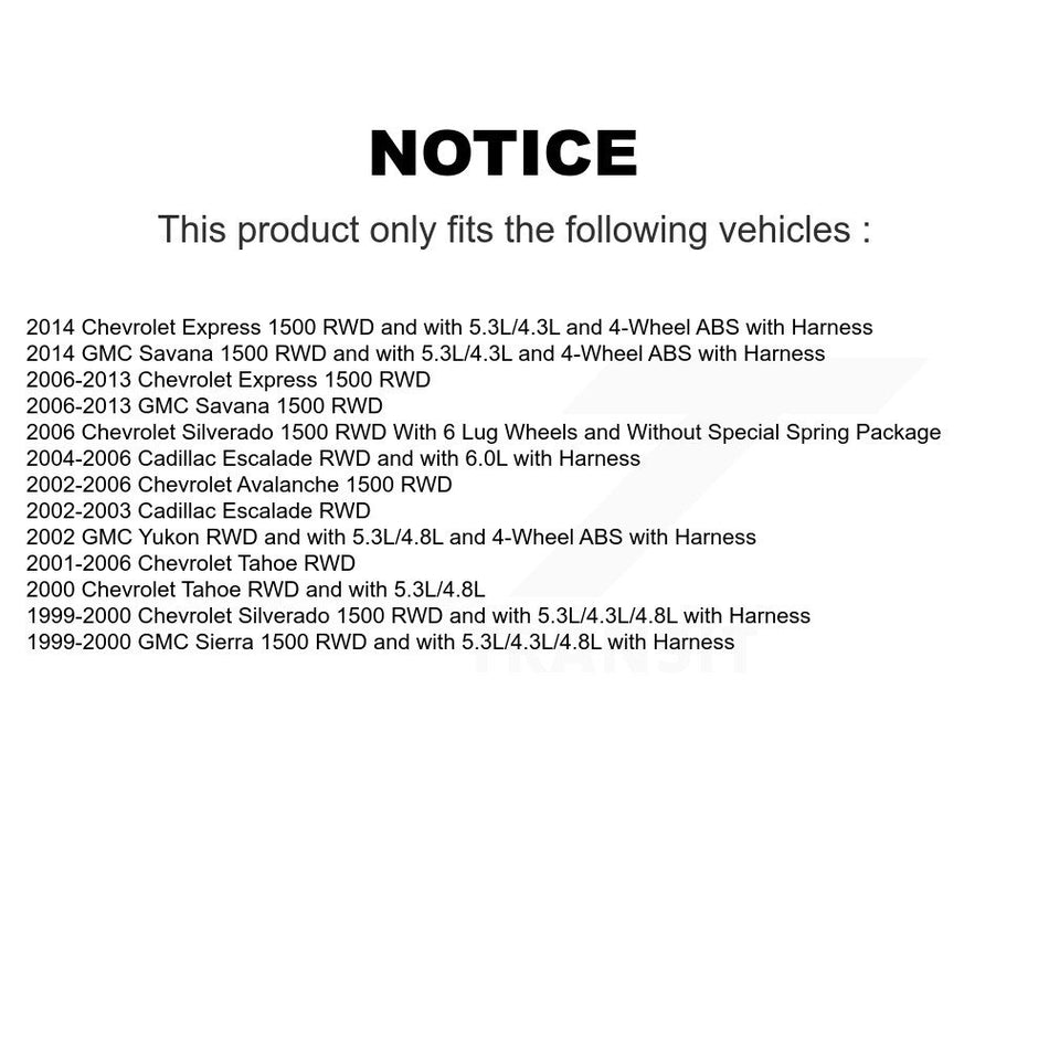 Front Wheel Hub Bearing Extra Sensor Kit For Chevrolet Silverado 1500 GMC Avalanche Tahoe K7S-103034