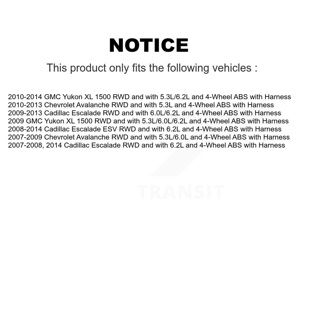 Front Rear Wheel Bearing & Extra Sensor Kit For Chevrolet Avalanche Cadillac Escalade GMC K7S-103151